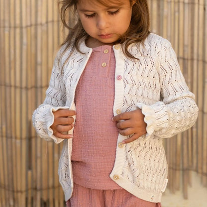 Little Dutch - Cardigan in maglia crema