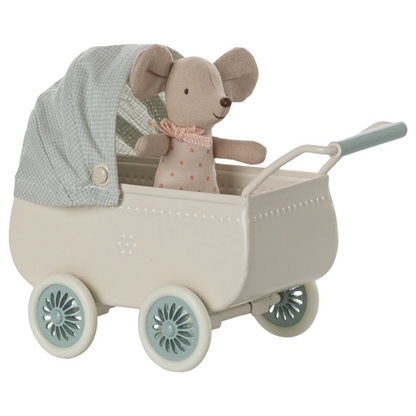 Maileg - Carrozzina con topolino - Menta
