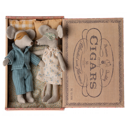 Maileg - Mamma e Papà topi in scatola dei sigari