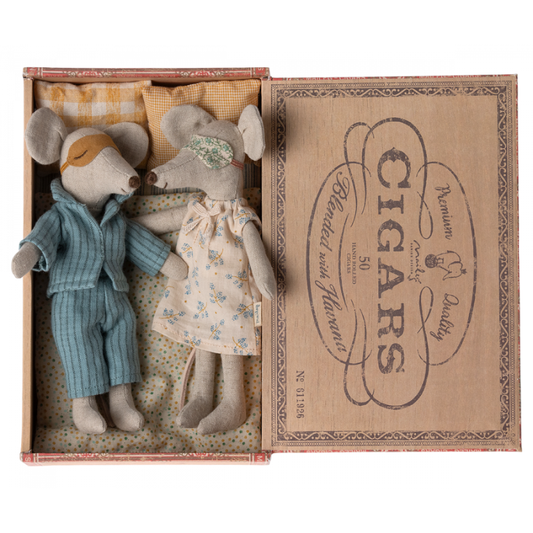 Maileg - Mamma e Papà topi in scatola dei sigari