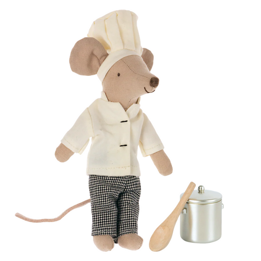 Maileg - Topo chef con pentola e cucchiaio per zuppa, Fratello maggiore