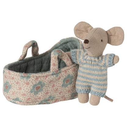 Maileg - Topolino neonato nella culla - Blu