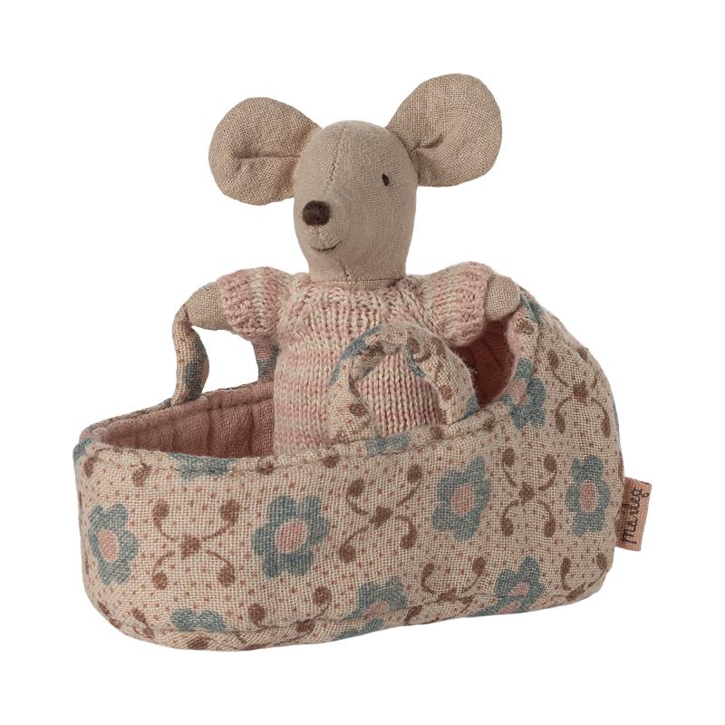 Maileg - Topolino neonato nella culla - Rosa