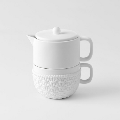 Räder - Teiera con tazza in porcellana - Knit 500ml