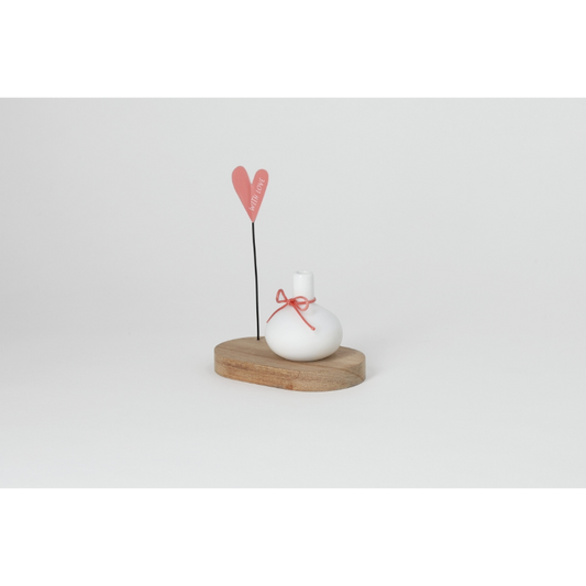 Räder - Vasetto porta fiori in porcellana e vassoio in legno