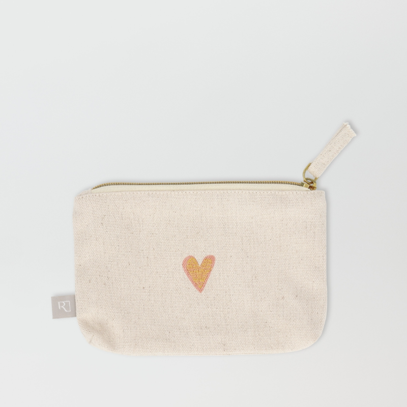 Räder - Pochette in cotone e cuore ricamato 17,5x12cm