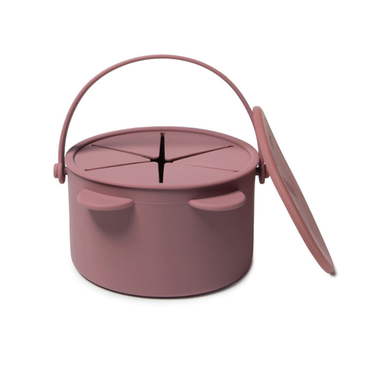 Soina - Porta-merenda sensoriale - Snack cup con tappo - in silicone - Rosa antico
