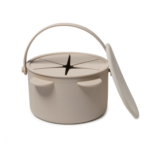 Soina - Porta-merenda sensoriale - Snack cup con tappo - in silicone - Avorio