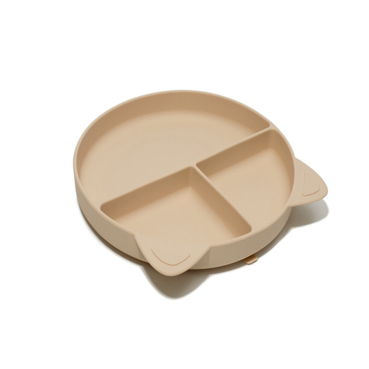 Soina - Piatto con divisori in silicone con ventosa - Panna