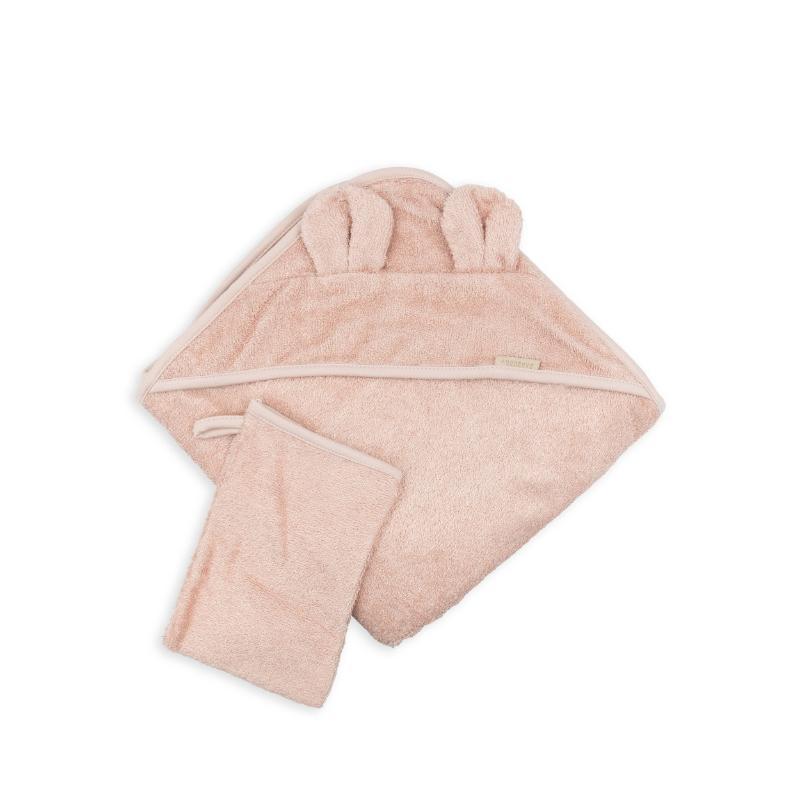 triangolo in spugna asciugamano con orecchiette rosa 