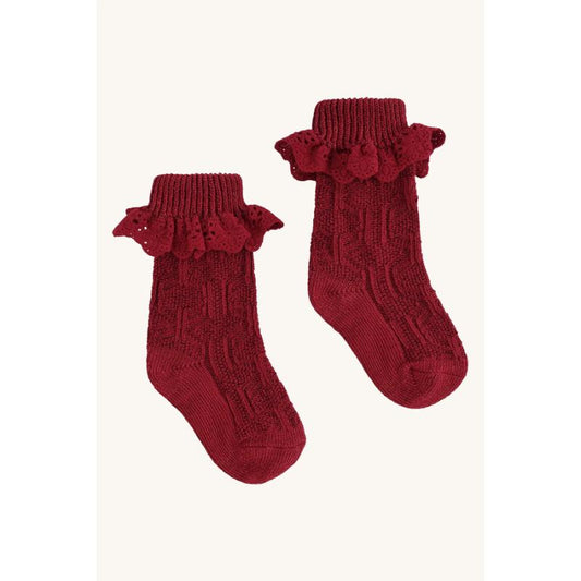Hust&Claire - Natale - Calze con merletto - bordeaux