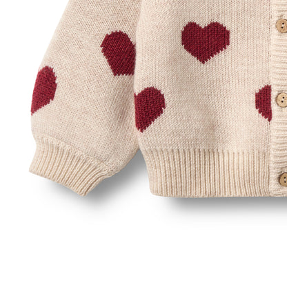 Wheat - Cardigan Jacquard Junior - Hearts