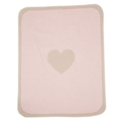 Fussenegger Kids - Coperta in flanella di cotone e viscosa 90x70 cm - Righe Cuore Rosa