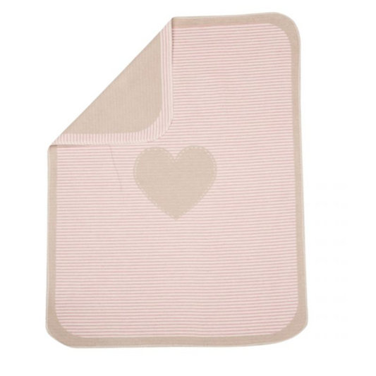 Fussenegger Kids - Coperta in flanella di cotone e viscosa 90x70 cm - Righe Cuore Rosa