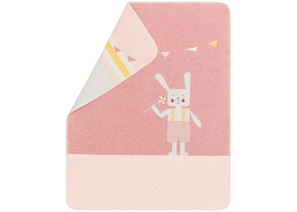 Fussenegger Kids - Coperta in flanella di cotone e viscosa 90x70 cm - Coniglio Ricamato Rouge