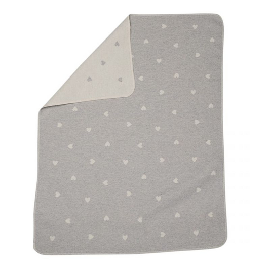 Fussenegger Kids - Coperta in flanella di cotone e viscosa 90x70 cm - Cuoricini Grigio