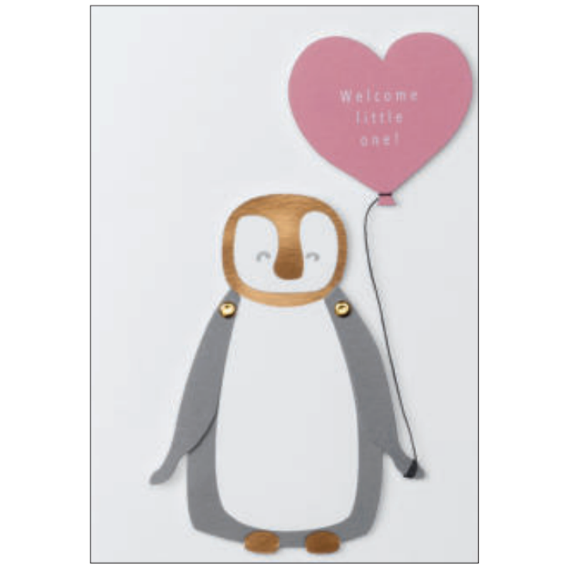 Räder - Biglietto di auguri - Nascita - Pinguino con ali apribili e cuore in rilievo