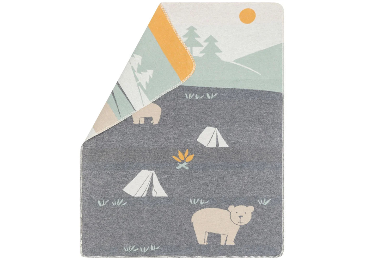 Fussenegger Kids - Coperta in flanella di cotone e viscosa 90x70 cm - Camping Grigio