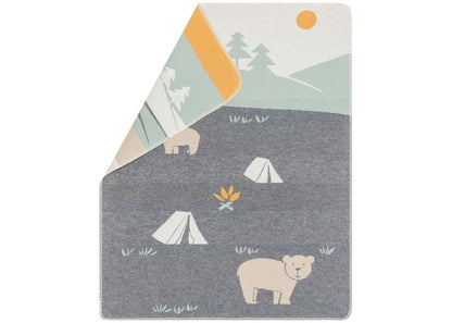 Fussenegger Kids - Coperta in flanella di cotone e viscosa 90x70 cm - Camping Grigio