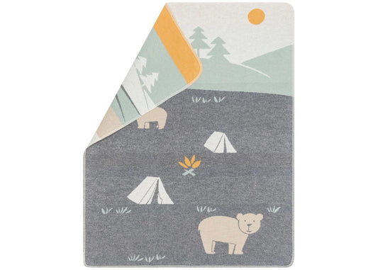 Fussenegger Kids - Coperta in flanella di cotone e viscosa 90x70 cm - Camping Grigio