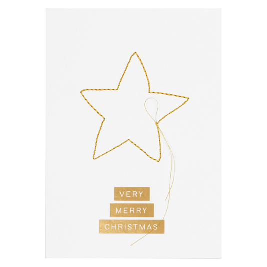 Räder - Biglietto di auguri - Natale - Stella cucita con filo oro