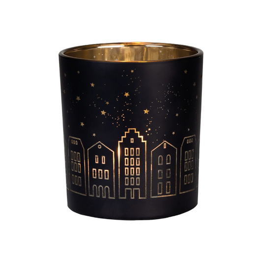 Räder - Bicchierino portacandela tealight - paesaggio natalizio città 7x8cm