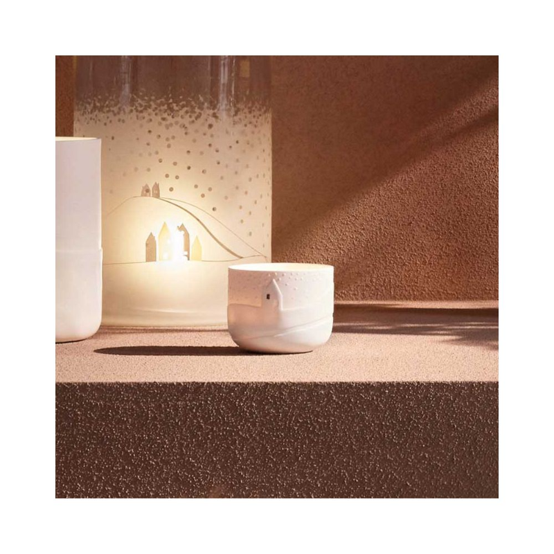Räder - Portacandele in porcellana tealight - Vasetto Paesaggio con Chiesa 6,5x8cm