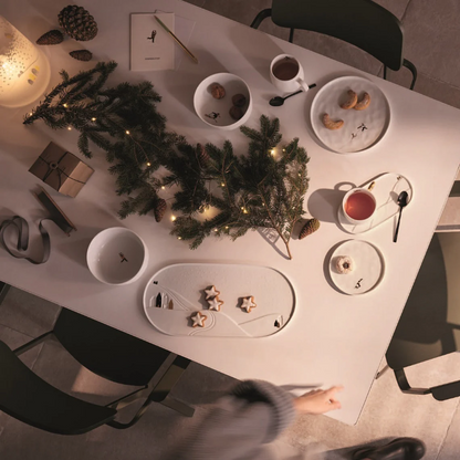 Räder - Vassoio ovale in porcellana - Paesaggio natalizio innevato 40x19