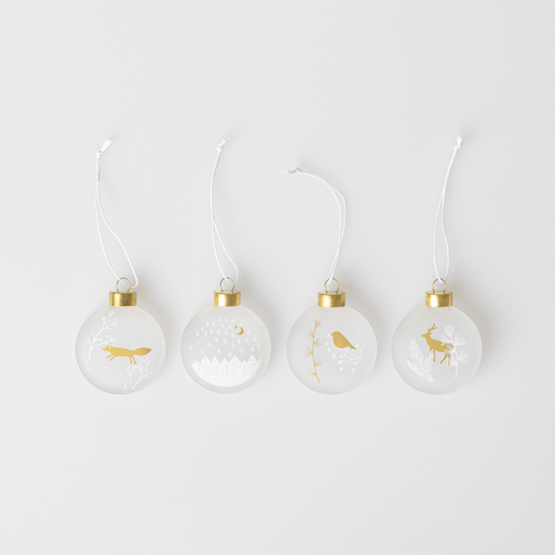 Räder - Set 4 Palline in vetro smerigliato - soggetti inverno Natale 5cm