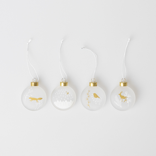 Räder - Set 4 Palline in vetro smerigliato - soggetti inverno Natale 5cm