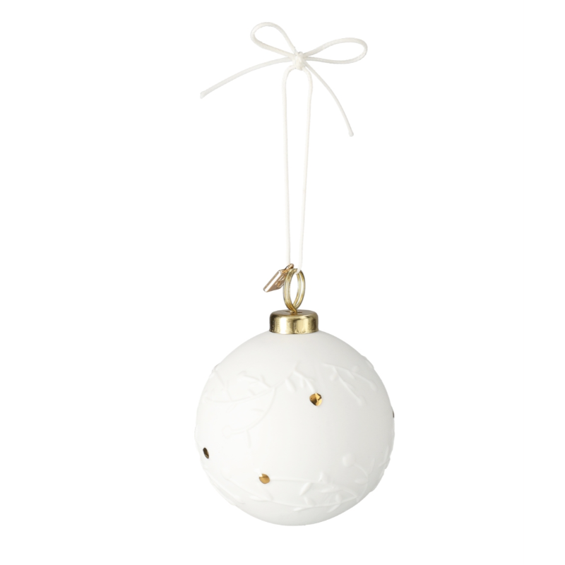 Räder - Pallina decorazione albero in porcellana - Ramo innevato 6cm