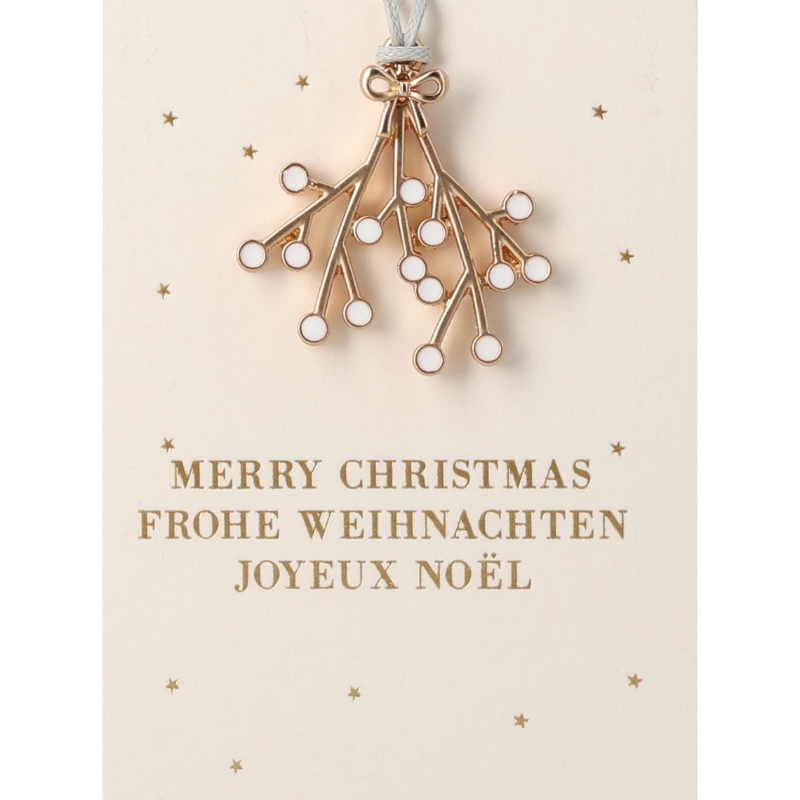 Räder - Decorazione da appendere in metallo - Vischio Merry Christmas 6x8cm