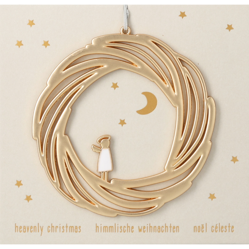Räder - Decorazione da appendere in metallo - Corona con angelo Merry Christmas 8x8cm