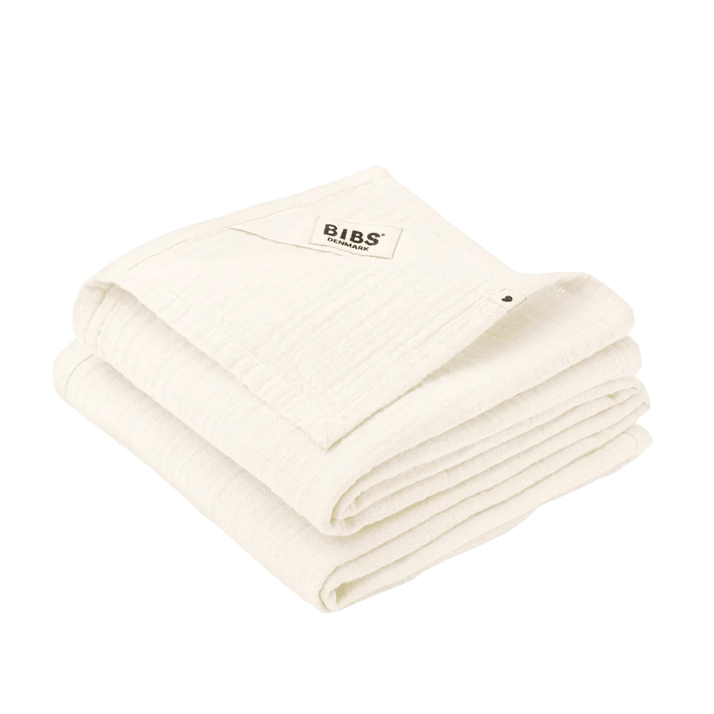 Bibs - 2-pack Mussola 70x70 cm - 100% Cotone Organico -  Organico - Bianco