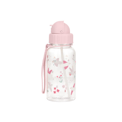 NEW Tutete - Borraccia Tritan 500ml - Uccellini Rosa con Cannuccia Silicone BPA Free