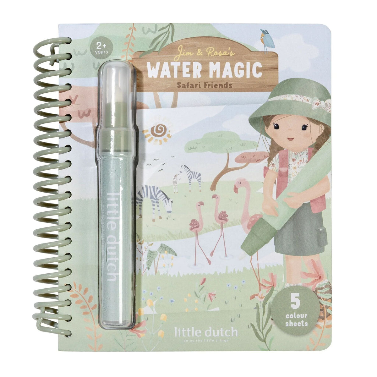 Libro magico ad acqua Little Dutch Safari Rosa con pennarello