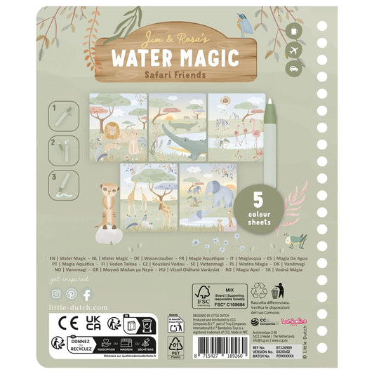 Pagine del libro magico ad acqua Little Dutch Safari Rosa