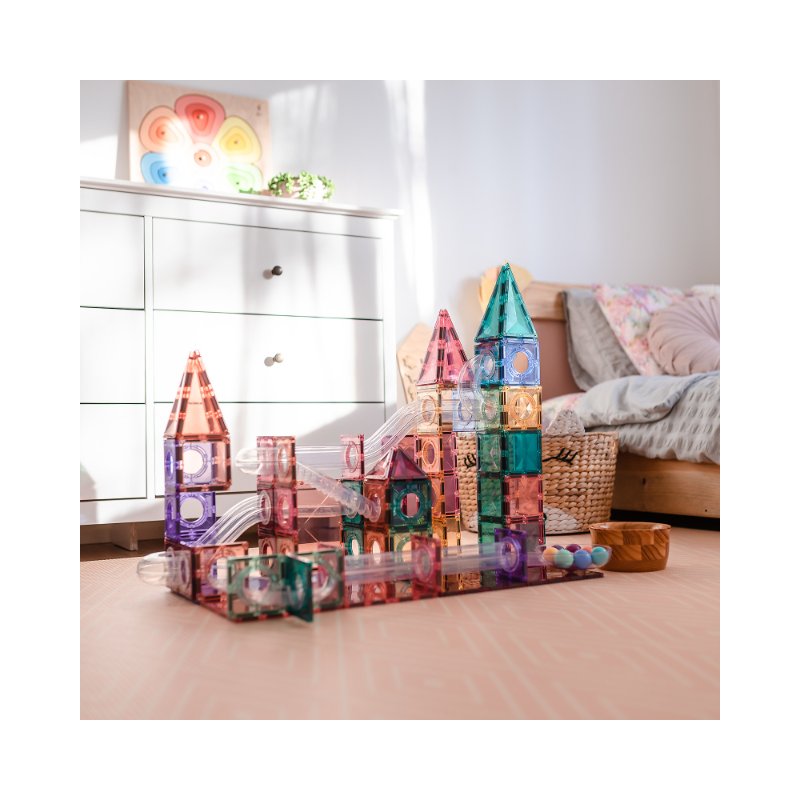 Connetix - Tiles Pastello 106 Pezzi - Pista per Biglie Magnetica (Ball Run Pack)