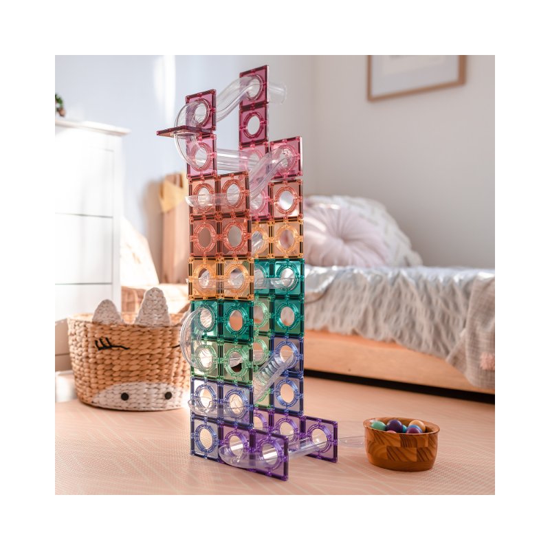 Connetix - Tiles Pastello 106 Pezzi - Pista per Biglie Magnetica (Ball Run Pack)