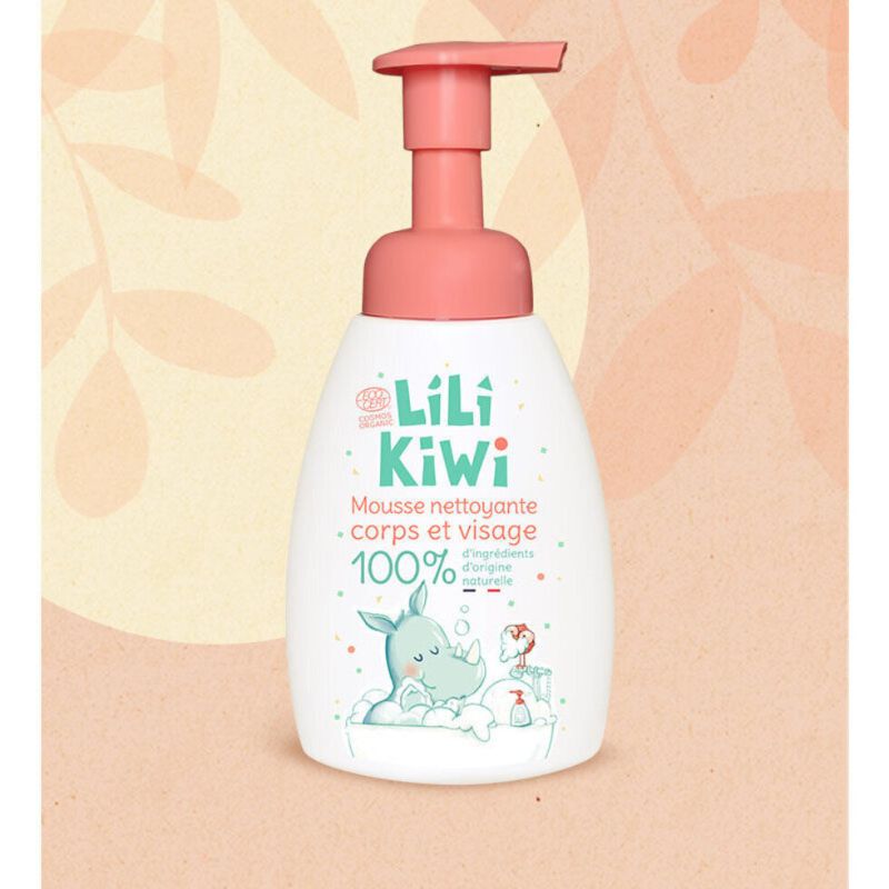mousse detergente per bambini bianca e arancio