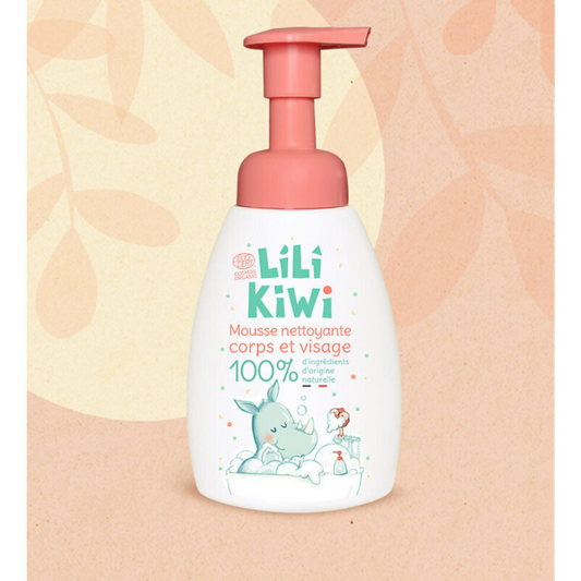 mousse detergente per bambini bianca e arancio