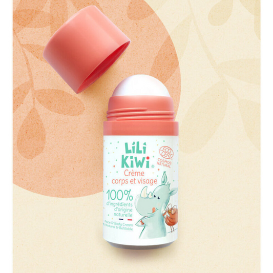 crema per bambini con roll e tappo che si svita bianco e arancione