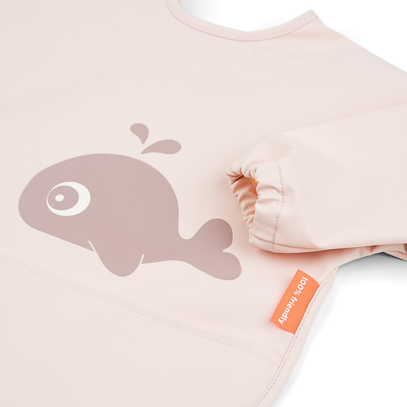 Done By Deer - Wally - Bavaglio per prime pappe impermeabile a maniche lunghe - Rosa
