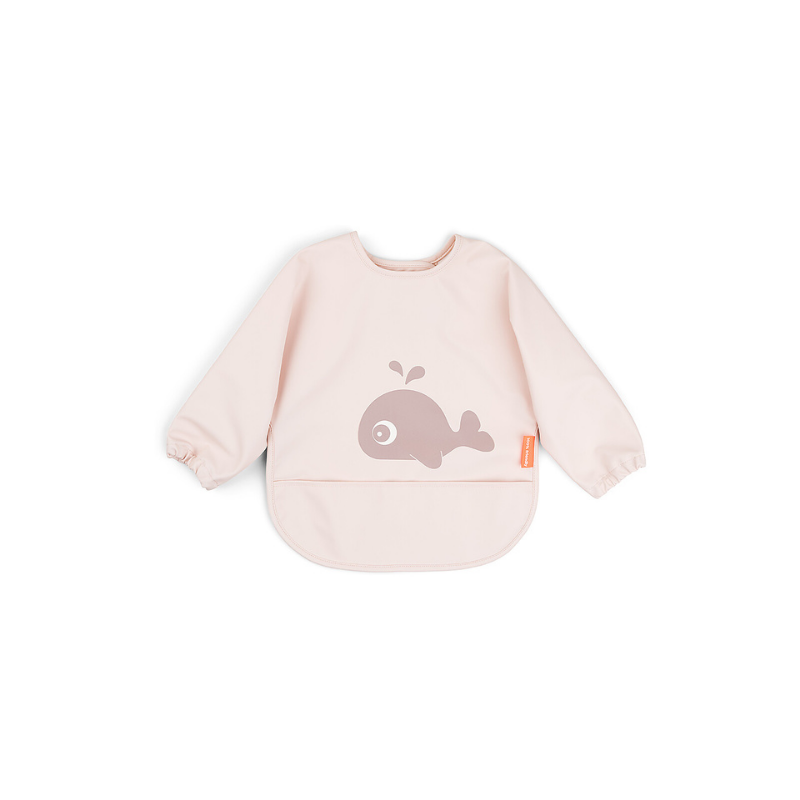 Done By Deer - Wally - Bavaglio per prime pappe impermeabile a maniche lunghe - Rosa