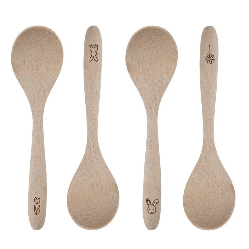 Eulenschnitt - Cucchiai in legno FSC - tema coniglietti set 4pz