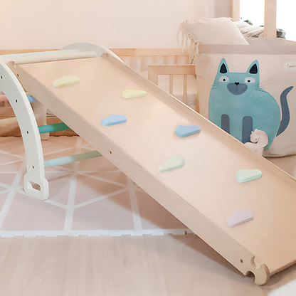 Family Nation - Scivolo/Rampa Montessori per Arco Rainbow e Plicker 2-in-1 per Equilibrio e Agilità - Legno