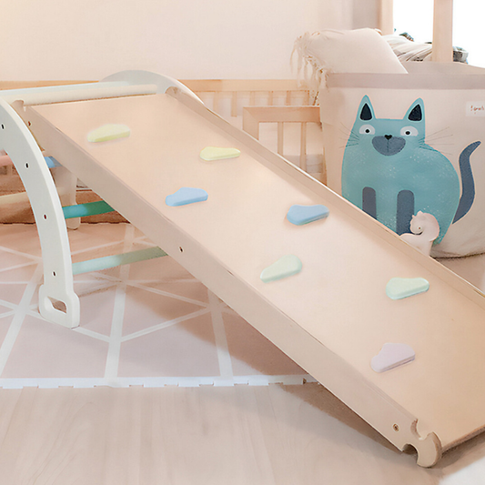 Family Nation - Scivolo/Rampa Montessori per Arco Rainbow e Plicker 2-in-1 per Equilibrio e Agilità - Legno