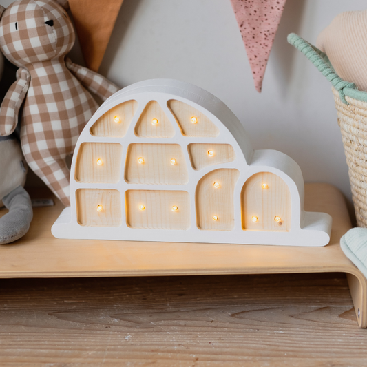Lampada Igloo in legno - Luce notturna artigianale