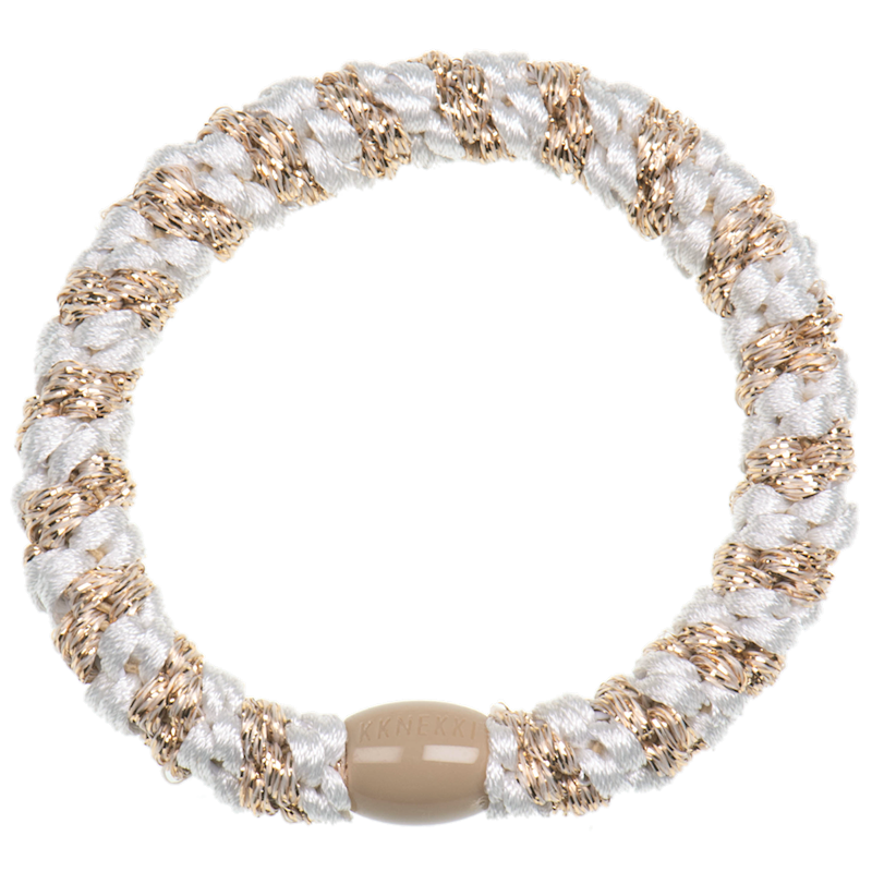 KKNEKKI - Elastico per capelli-braccialetto - White-Beige glitter stripe