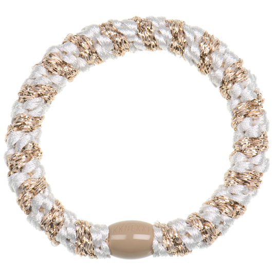 KKNEKKI - Elastico per capelli-braccialetto - White-Beige glitter stripe